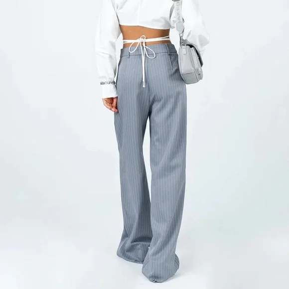 Princess Polly Archer Pants Pinstripe Grey Petite - Picture 9 of 12